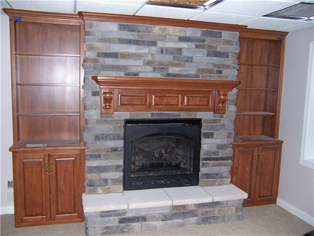 Bookshelves/Storage/Mantel - stained oak